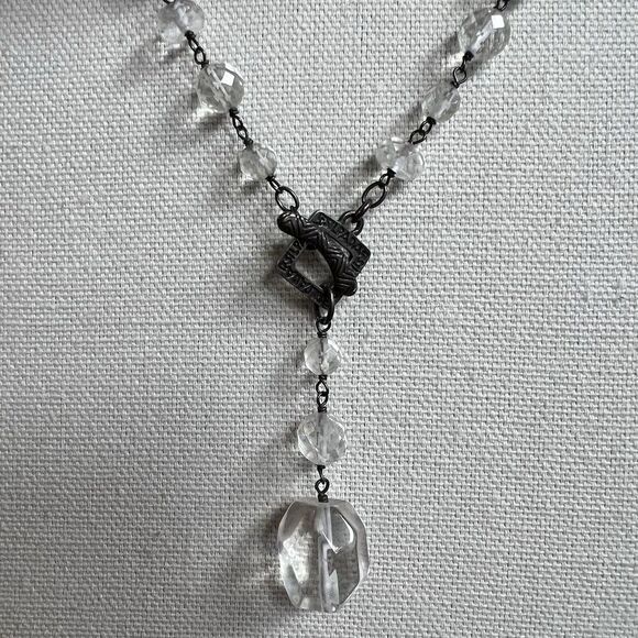 Sterling Silver Silpada Crystal Quartz Toggle Bead Necklace 35" #N1503 - Picture 2 of 4